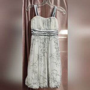 Elegant White and Silver Short  Dress